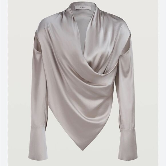 ET OCHS The Nala Silk Surplice Top Draped Wrap Blouse Cutout Detail Size Medium‎ - Picture 1 of 16